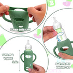 BUSOHA 3 Pack Silicone Sleeves for Dr. Brown's Glass Baby Bottles - Drop Protection Baby Bottle Sleeves Compatible with Dr. Brown's Newborn Glass Bottles with Silicone Handles,8 oz