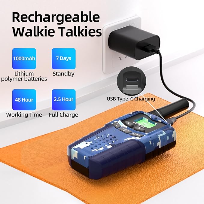 Walkie Talkies for Kids Toys for Boys, Rechargeable, 2 Pack, 3 Miles Range, 22 Channels, 2 Way Radio,Birthday Gifts for3-12 Year Old,Christmas Girls