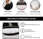 Pregnancy Pillow, Full Body Maternity Pillow 57 inch, with Removable Washable Cover - Sleep Support for Legs, Back, Neck, Shoulder, HIPS, Belly for Pregnent Women, Velvet (Coal-Black)