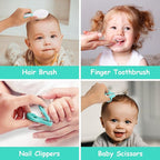 Baby Healthcare and Grooming Kit, 28 in 1 Portable Baby Essentials Kit Electric Nail Trimmer Set with Gas Relief Hair Brush Comb Nasal Aspirator for Newborn Boys Girls (Green)
