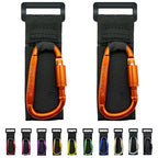 Baby Stroller Hook, Carry 30 lbs per Stroller Carabiner Clip, Adjustable Baby Stroller & Car Seat Hook for Hanging Diaper Bag, Wheelchair,Golf cart, Shopping and Pet Cart(2 Pcs Orange)