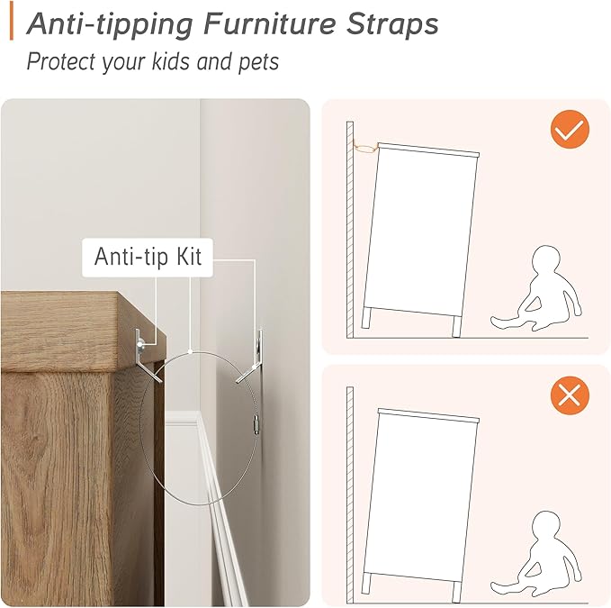 WAMPAT Kids Dresser for Bedroom with 6 Drawers, Oak Baby Dressers with Wide Chest of Drawers, Mid Century Modern Wooden Closet Storage Organizer, Large Wood Dressers for Living Room, Nursery, Hallway