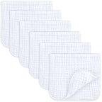 Comfy Cubs Muslin Burp Cloths 20" x 10", Pack of 6 - Large, 6-Layer, Ultra Absorbent 100% Cotton for Baby Spit-Up, Drool, and Messes - Soft, Safe & Gentle Baby Burp Cloths Set for Boys & Girls - White