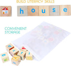 Montessori Mama Wooden Blocks for Toddlers 1-3 - Large 1.6" Hardwood Stacking Blocks with Letters, Shapes, Colors, and Images - Perfect for Early Development and Play