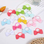 40pcs baby hair ties with Bows Elastic Ponytail Holders Small Hair Accessories for Kids Toddlers Infants. (Mixed color 1)