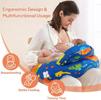 Nursing Pillow for Breastfeeding, Breastfeeding Pillows for More Support for Mom and Baby, Machine Washable, Navy Blue