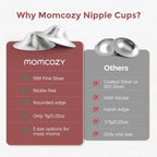 Momcozy 999 Silver Nursing Cups, Hole-Free Design, 999 Silver Nipple Shields, Breastfeeding Essentials, Silver Nipple Shields for Breastfeeding Newborns, Metal Nipple Shields, XL Size