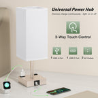 Light Gold Touch Lamps Set of 2 - Nightstand Lamp with USB-C + A Charge Ports & AC Outlets, 3-Way Dimmable Bedside Lamp, Small Table Lamp Light for Bedroom (Bulb Included)