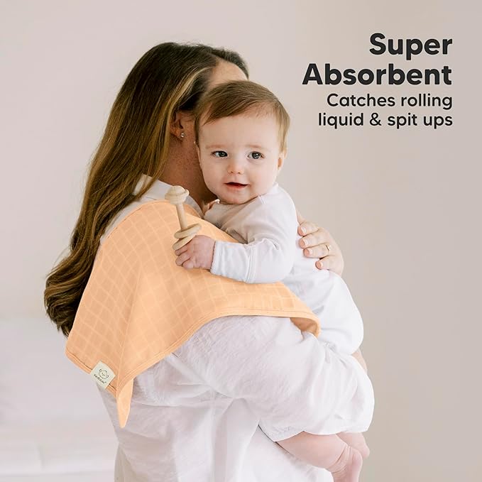 5-Pack Cotton Muslin Burp Cloths Baby Girls, Boys - Soft & Absorbent Spit Up Burp Rags, Large Muslin Towel, Cotton Wash Cloths for Babies, Newborn, Infant, No Shrink, Durable, Neutral (Flora Dew)
