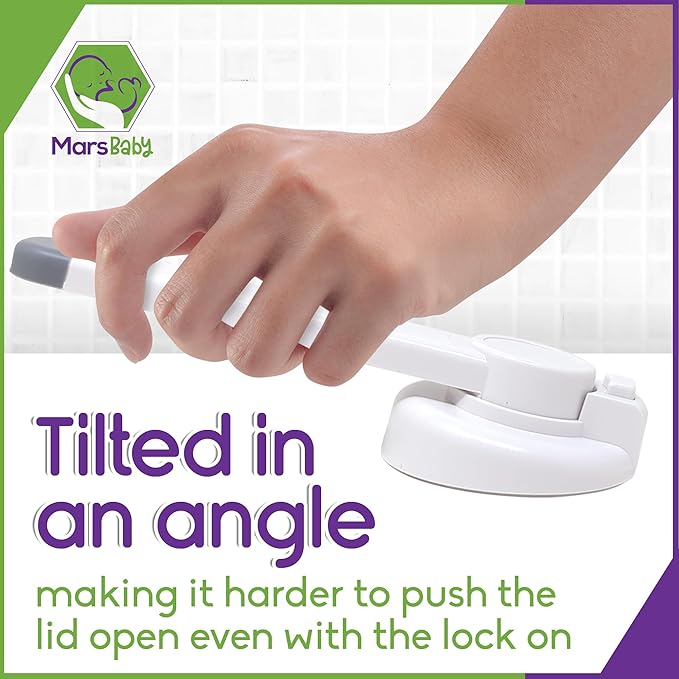 Mars Baby Child Safety Toilet Seat Lock - Easy to Install and Use Toilet Lock, Baby Proof Your Bathroom - Easy Install No Tools Needed - Fits Most Toilets - 2 Pack