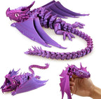 3D Printed Dragon with Wings, Fidget Dragon Toys, 3D Printed Animals, Flexible Articulated Winged Crystal Dragon Model,Home Office Decor Desktop Pet(Gradation Purple)