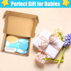 Baby Hair Brush and Comb Set, 4Pcs Baby Soft Bristles Hairbrush Cradle Cap Brush Hair Comb for Newborns Toddlers Boys Girls (Blue)