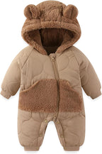 JiAmy Baby Snowsuit Newborn Winter Clothes Coat Romper Windproof Fleece Hat Zipper Baby Bear Outfit