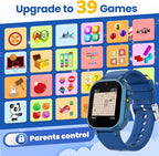 Waterproof Smart Watch for Kids Boys Ages 5-12 with 39 Games, HD Camera, Video, Music, Habit Tracking, Alarm, Pedometer, Kids Smart Watch Chrismars Birthday Gift for Boys Age 5 6 7 8(Blue)