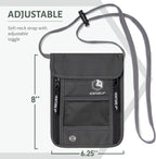VENTURE 4TH Passport Holder Neck Wallet with RFID Blocking Nylon Lining - Hidden Neck Pouch for Travel (Gray)
