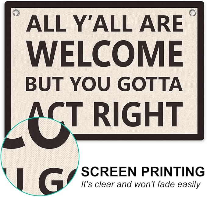 Welcome Sign Funny Welcome Banner, Trendy Retro Wall Hanging, Wall Decor, Banner Flag, Wall Flag Classroom Playroom Home Entryway Living Room Office Decor, Banner for Room, Black and White