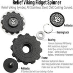 FREELOVE Metal Fidget Spinner, Viking Pirate Haptic Gyro, Heavy Stainless Steel Hand Spinning, Small Round Gear Fidget Block, Premium Bearing Silent Long Spinning for Adults Anxiety Cool, Black