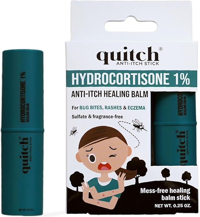 quitch Hydrocortisone Healing Balm, Eczema Cream for Kids Stick, Psoriasis Relief Treatment, Anti Itch Maximum Strength, Healing Ointment, Rash, Dry Skin Treatment for Skin, Avocado Oil Squalane
