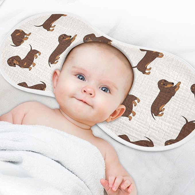 1 Pack Muslin Burp Cloths Dachshund Dogs Cute Cotton Baby Burp Cloths Soft Burping Cloth Absorbent Spit Up Rags for Newborn Babies 22x11 Inch