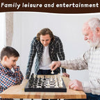 15" Large Chess Set for Adults with Weighted Acrylic Chess Pieces 3.5" King & Portable Folding Marbling Wooden Chess Board Travel Chess Sets Family Board Game Gift – Elegant Classic Chess Game