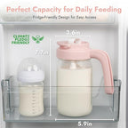Papablic Glass Breastmilk Pitcher, Formula Mixing Pitcher with Mixing Handle Lid, Wide Mouth Mason Jar Mixer with Flip Locking Spout, Easy to Clean, BPA Free, Pink