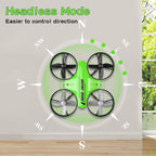Mini Drone Easy to Fly Drone for Kids & Beginners, Indoor Outdoor Nano RC Helicopter Quadcopter with Auto Hovering, Headless Mode, Remote Control, Children's Day Gift for Boys Girls -Green
