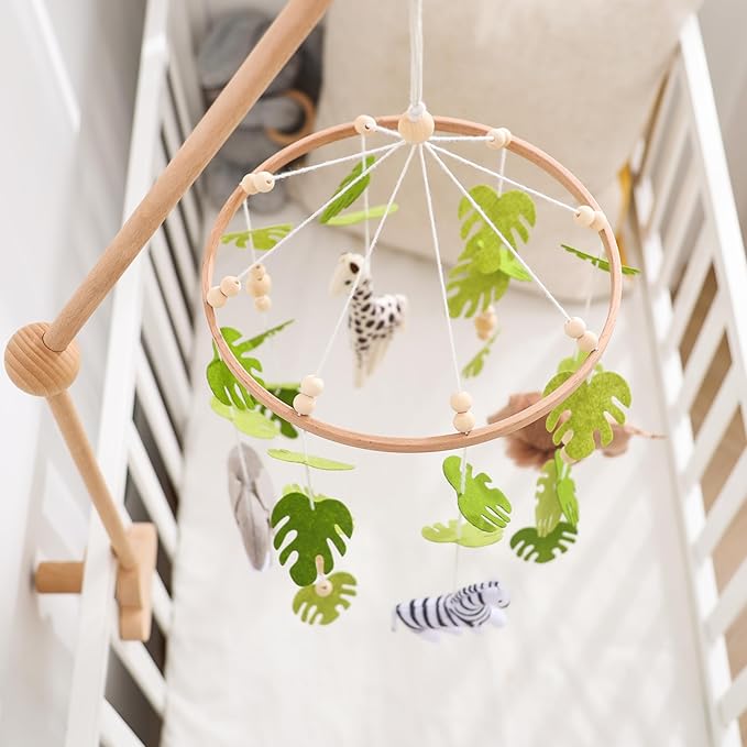 EERKEOD Baby Crib Mobile Baby Nursery Mobile Handmade Felt Forest Animal Mobile for Baby Boys and Girls Woodland Nursery Decor for Infant Bedroom Hanging Gender Neutral Baby Stuff