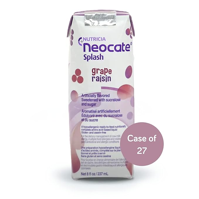 Nutricia Neocate Splash - Ready-to-Feed Hypoallergenic, Amino Acid-Based Toddler and Junior Formula - Grape - 8 fl oz (Case of 27)