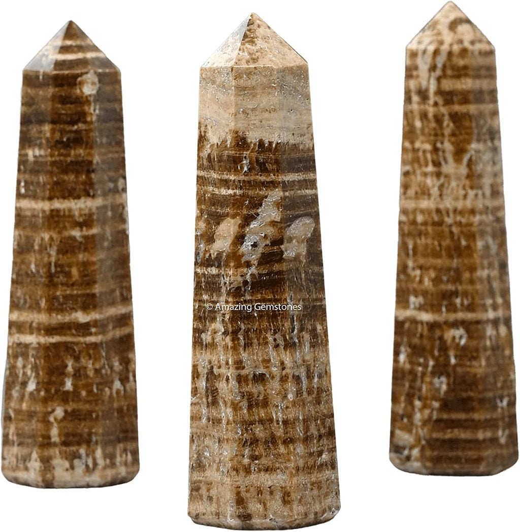 Amazing Gemstone Aragonite Crystal Towers ~ Natural Healing Crystal Point Obelisk for Reiki Healing and Crystal Grid (2" to 3" Inch)