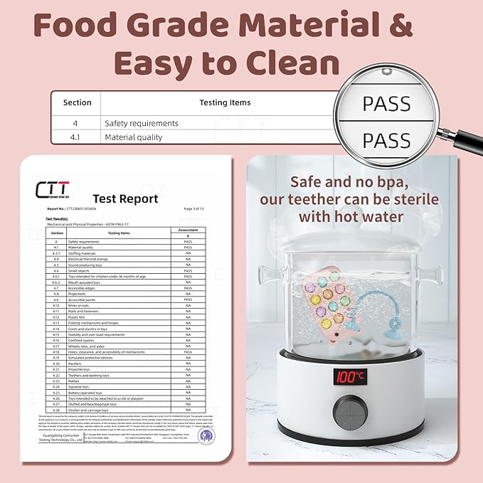 High Chair Suction Toys Baby Teething Chew - Baby Teething Toys Silicone Teethers Table Toys, Food Grade Silicon for 6 12 18 Months (BeigeRPink)