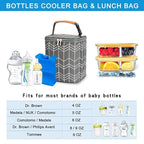 BreastMilk Cooler Bag with Ice Pack Fits 4 Baby Bottles Up to 9 Ounce, Large Baby Bottle Bag Fits for Nursing Mom Daycare