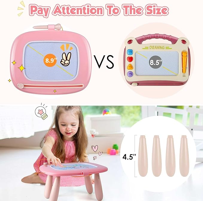 Smasiagon Toddler Toys Age 1-2 Year Old Boys Girls, Magnetic Drawing Doodle Board Pad Educational Learning Toys for 1 2 3 Year Old Boys Girls Gifts Birthday Party (Soft Pink)