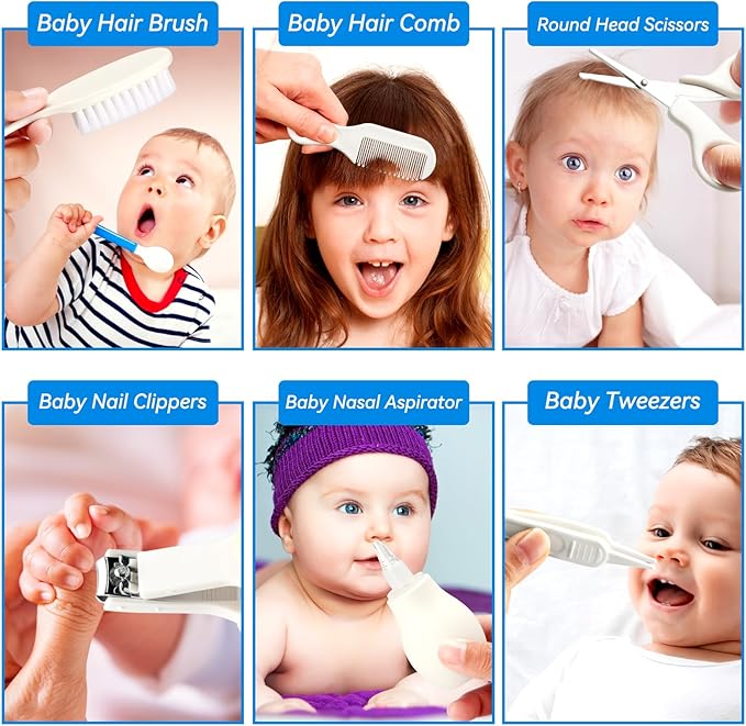 Baby Healthcare and Grooming Kit, Portable Baby Safety Care Set, Baby Essentials kit for Newborn (Grey White 20 in 1)