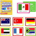 Menique, Juego de Memoria de Banderas del Mundo en español, para niños y adultos. Flags of The World, Memory Matching Game in Spanish, for Kids and Adults, 100 Tiles 50 Pairs.