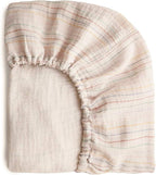 mushie Extra Soft Muslin Fitted MINI Crib Sheet | 24"x 38" (Retro Stripe)