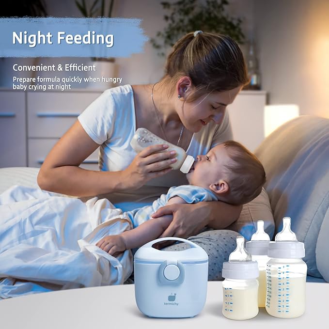 Termichy Baby Formula Dispenser, Portable Milk Powder Dispenser Container with Carry Handle and Scoop for Travel Outdoor Activities with Baby Infant, 8.8OZ, 0.55LB, 250g, 500ml (Light Blue)