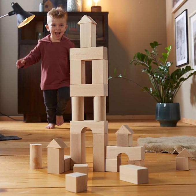 HABA Wooden Building Blocks 60 Piece Set, Ideal Toddler Blocks for Ages 2-4 & Kids Stacking Toys for Ages 1 and Up for Open-Ended Play, Made in Germany