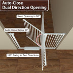 DEARBB Extra Wide Baby Gate Ultra Narrow Spacing 30.11-77.36" Pressure Mounted Double Lock Swing Auto Close Walk Through Metal Safety Pet Gate for Stairs and House Doorway Kitchen