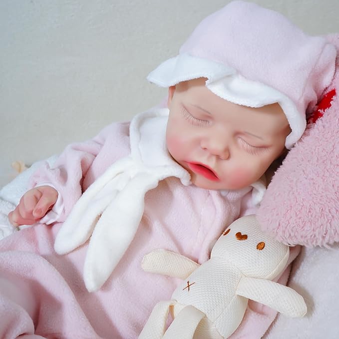 Lifelike Reborn Baby Dolls - 18 Inch Realistic Newborn Baby Dolls Girl, Full Silicone Baby Doll Real Baby Reborn Gift with Accessories for 3+ Years Old Kids