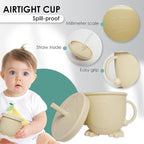 Bluet B- Silicone Baby Feeding Set - Baby Led Weaning Supplies - Baby Spoons, Suction Bowl - Plate - Baby Utensils - Silicone Feeding Set for Baby First Foods, Infant Eating - 8pcs - Beige