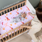 UOMNY Crib Sheet 52x28 Baby Sheet for Girls Breathable Dog Fitted Crib Sheet for Standard Crib and Toddler Mattress Soft Toddler Sheet Purple