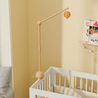 Crib Mobile Arm with Music Box,32.5 Inch Crib Mobile Stand,Wooden Mobile Arm for Crib (2 Modes,360°Adjustable,100% Beech Wood) Baby Crib Mobile for Boy and Girl