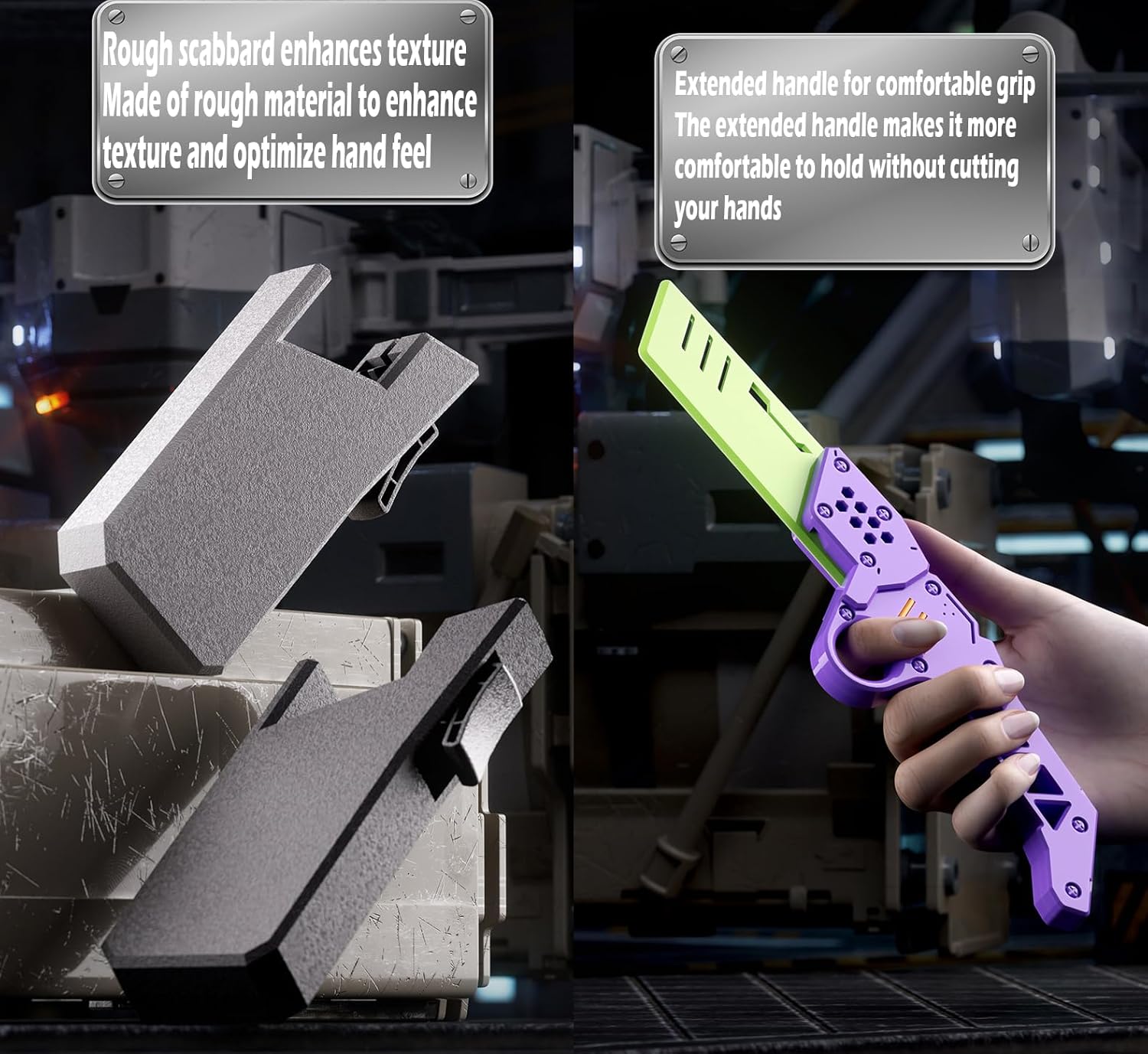 Carrot Radish Catapult Knife- Stress Relief Fidget Toy with Decompression Features - 3D Printed Practice Prop EDC Purple Green PUGR-N1