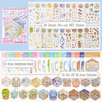 Dwpetzo 20 Sets DIY 3D Sticker Scenes for Adults with Tweezer, Cute 3D House Sticker Therapy for Girls Make Your Own Mini Room Scene Collection Book for Adult Kids Relief Stress Pass The Time