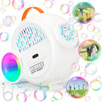 Rechargeable Bubble Machine with Upgrade RGB LED 16 Million Colors, 20000+ Bubbles Per Minute, Portable Bubble Maker for Kids, Weddings, Birthday Parties, Outdoor, Plug in or Battery Power