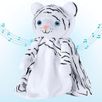 Love By Emi Baby Music Lovey White Tiger, Baby Sleep Soother for Crib & Cuddle Bedtime, White Noise with a Heartbeat & Lullaby, Plush Sound Machine Toy, Stuffed Animal for Newborns, Infants & Toddlers