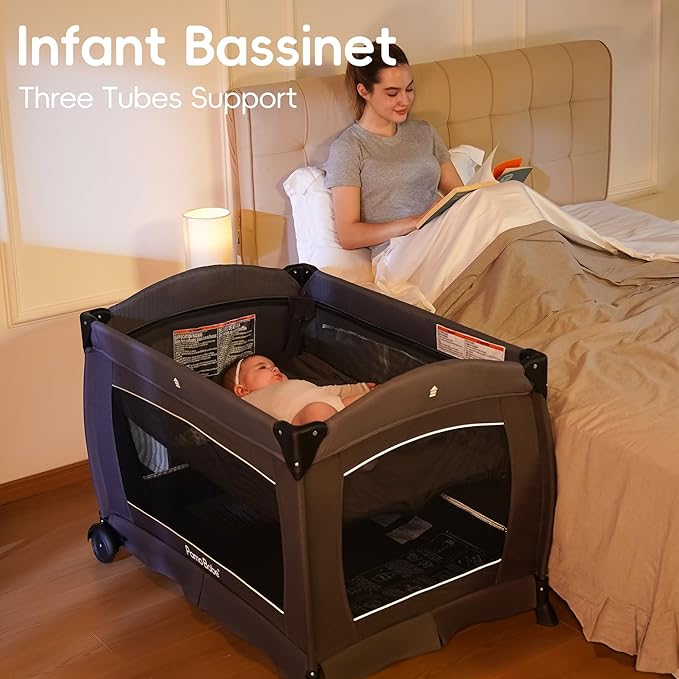 Pamo Babe Portable Playpen Foldable Playard for Baby and Toddler Mattress, Changing Table for Newborn Portable Playard