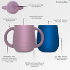 | Teenie Tiny™ Silicone Developmental Baby-Led Weaning Drinking Cups (2 pack) (Mauve and Blue Fusion)