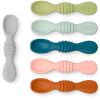 Simka Rose Silicone Baby Spoons Self Feeding (6 Pack)- First Stage Infant Spoons for Babies & Toddlers- Baby Led Weaning Shallow Spoons- Easy on Gums- 6 Months+ -Dishwasher Microwave Safe