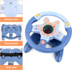 deAO Kids Steering Wheel for Backseat with Key Baby Toys Pretend Driving Simulated Steering Wheel Toy with Light and Music Gifts for Kids Toddlers Blue